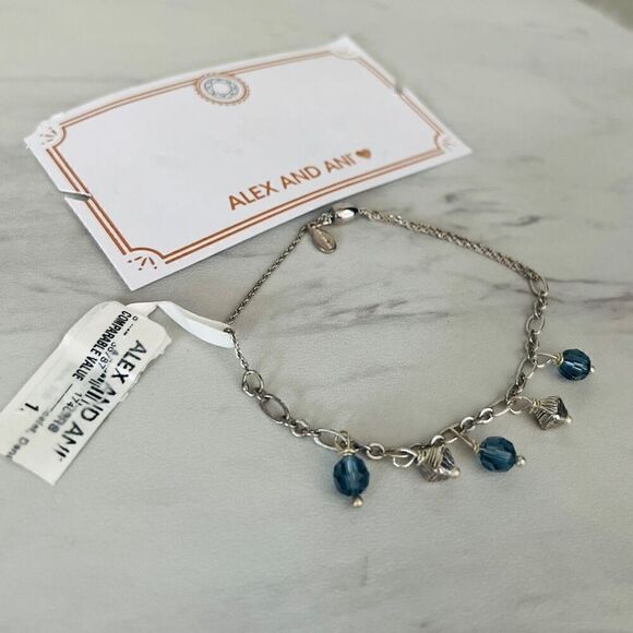 Alex and‎ Ani Swarovski Crystal Pull Chain Bracelet, Silver/Blue, NWT - Picture 6 of 9